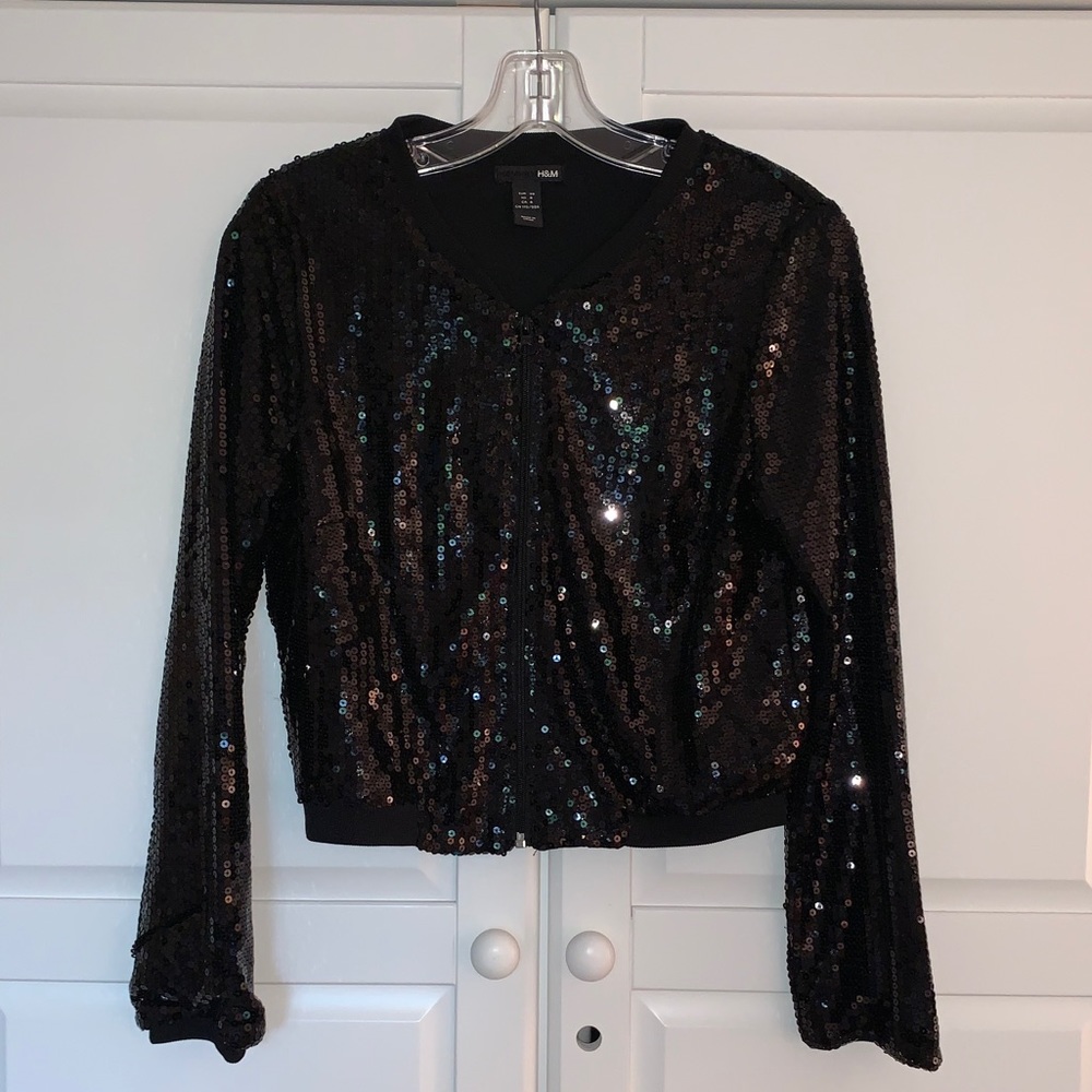 H&M sequin bomber jacket